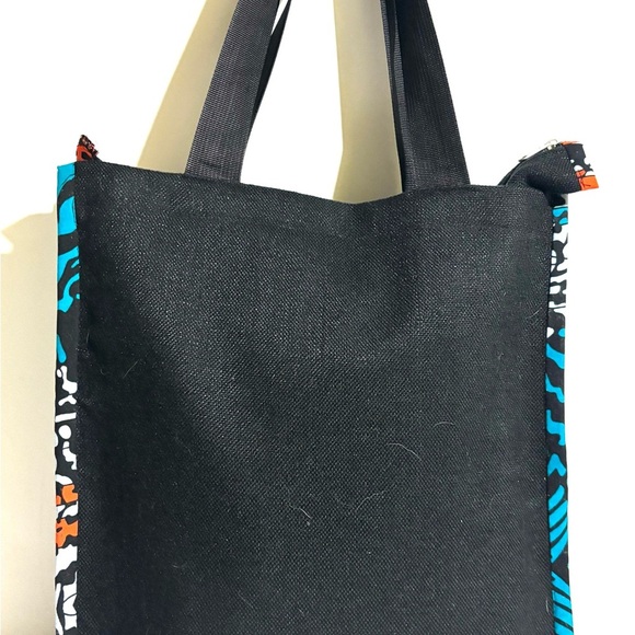 Handmade Black and Orange Patterned Tote Bag - Picture 2 of 6